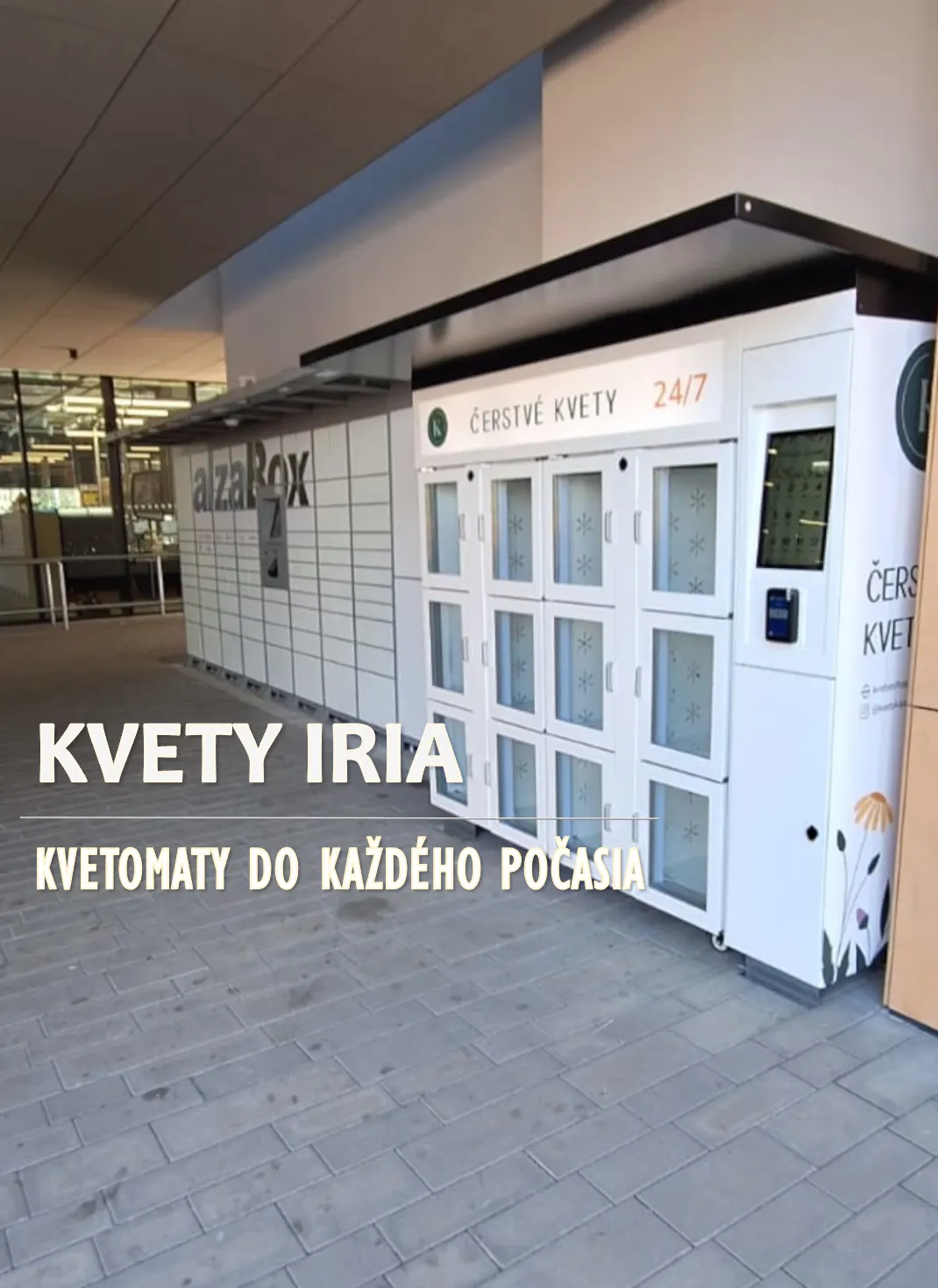12 rekeszes kültéri virágautomata — aluljáró a pályaudvar felé