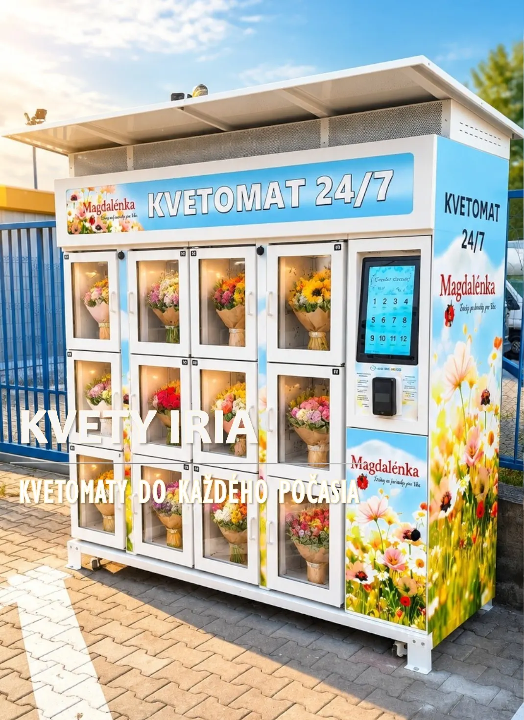 12 rekeszes kültéri virágautomata Pezinokban