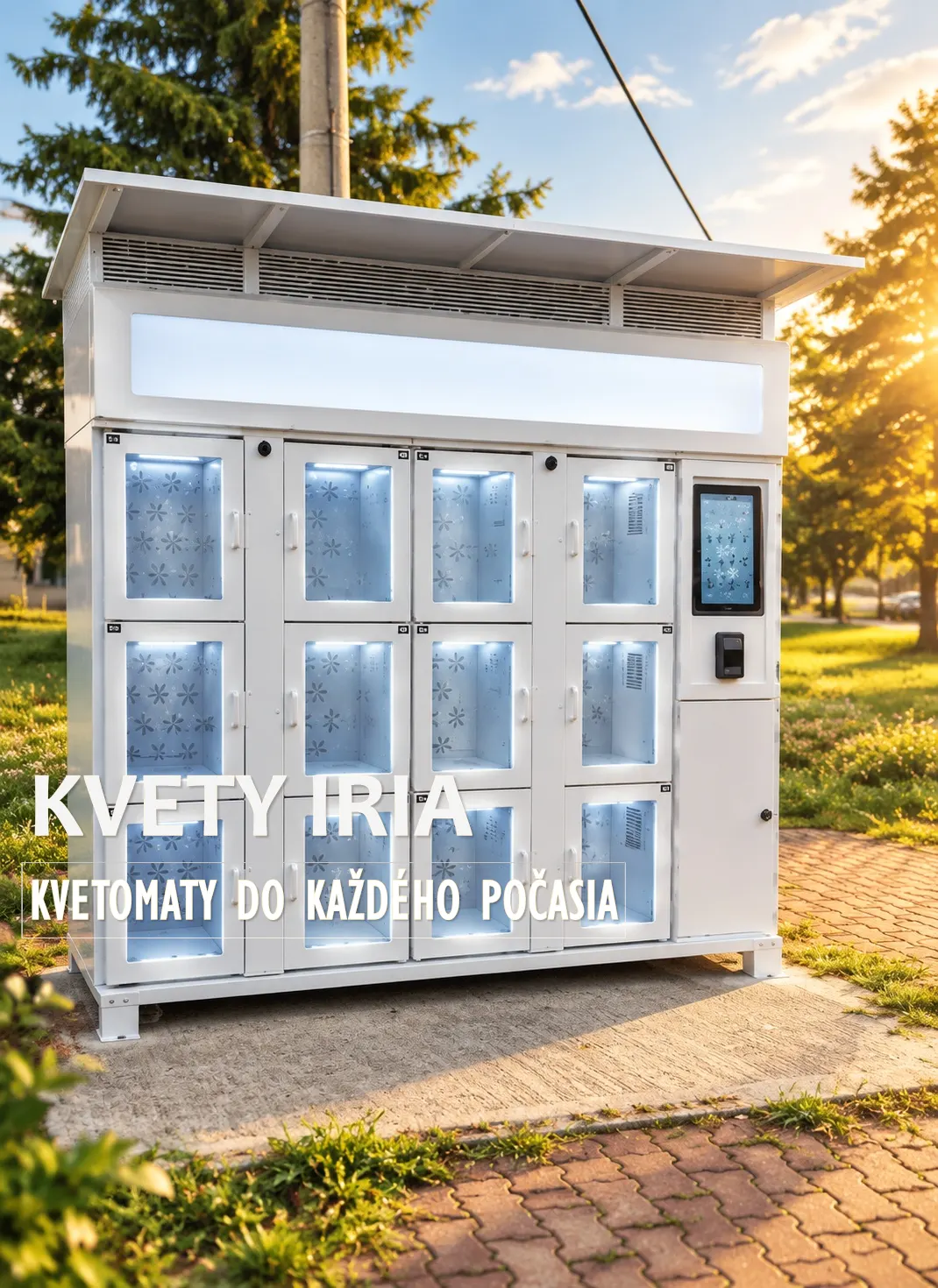 12 rekeszes kültéri virágautomata sport- és pihenőzónában