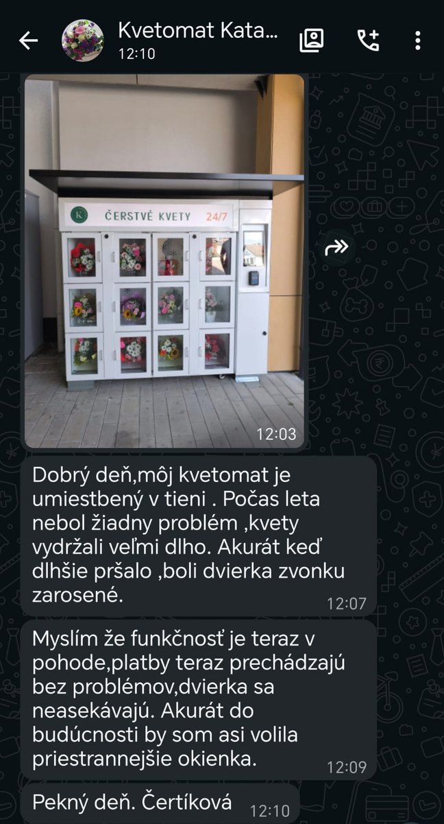 Čertíková asszony üzenete a Kata virágautomatáról
